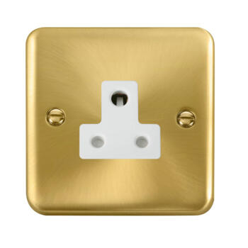 Curved Satin Brass Round Pin Socket - White Interior 5A