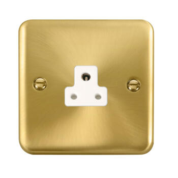 Curved Satin Brass Round Pin Socket - White Interior 2A