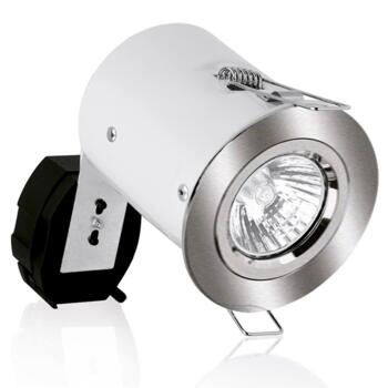 Satin Nickel (S/Steel) Fire-Rated Downlight Fixed - 12V Low Voltage - 1 to clear