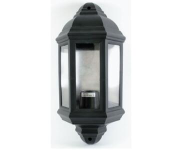 Outdoor Wall Light - 60W Half Lantern - Black Finish