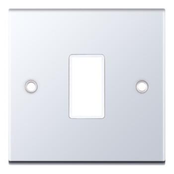 Polished Chrome Build Your Own Light Switch - White Insert - 1 Gang Empty
