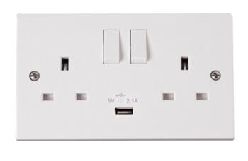 Polar 13A Double Switched Socket - With USB