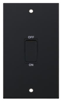Slimline Matt Black 45A DP Cooker/Shower Switch - Vertical Without Neon
