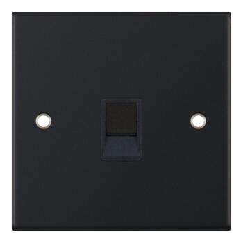 Slimline Matt Black RJ45 Data Outlet Socket - Single