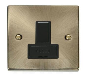 Antique Brass Switched Fused Spur 13A - With Black Interior