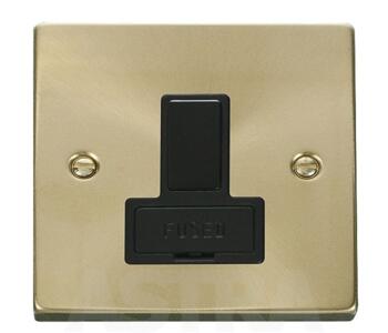 Satin Brass Switched Fused Spur 13A - With Black Interior