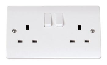 Curva 13A Double Switched Socket - 2 Gang DP	 - White 