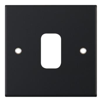 Slimline Matt Black Empty Grid Switch Plate - 1 Gang Single Aperture