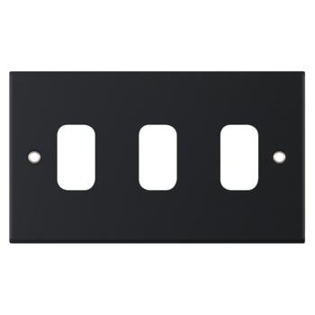 Slimline Matt Black Empty Grid Switch Plate - 3 Gang Triple Aperture 
