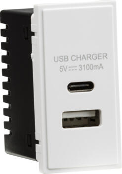 USB Charger Module Euro date Type A&C (3.1A)   - White