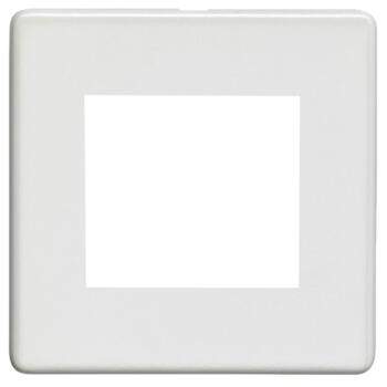 Screwless Concealed White Metal Data Module Plate - 2 Module Single Plate