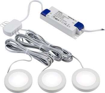 White Single Dimmable 2.5W LED Under Cabinet Light - 3 Light Kit Warm White
