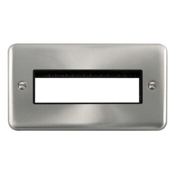 Curved Satin Chrome Build Your Own Light Switch - 6 module with black interior