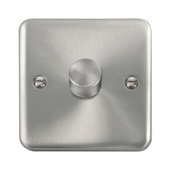 8mm Curved Satin Chrome Dimmer Switches - 1 x 400W 2 Way