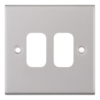 Slimline Satin Chrome Build Your Own Light Switch - 2 Gang Empty Plate