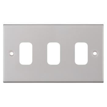 Slimline Satin Chrome Build Your Own Light Switch - 3 Gang Empty Plate