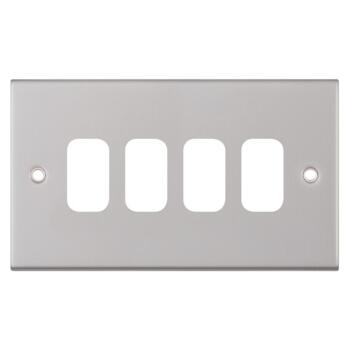 Slimline Satin Chrome Build Your Own Light Switch - 4 Gang Empty Plate