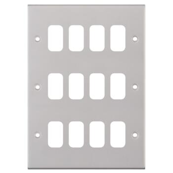 Slimline Satin Chrome Build Your Own Light Switch - 12 Gang Empty Plate