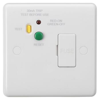 White 13A RCD Protected Fused Spur Unit - Pack of 1