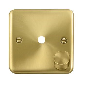 Curved Satin Brass Empty Dimmer Switch - 1 Gang Single