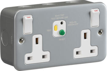 Metal Clad RCD DP Switched Socket 30mA (type A) - M9RCD