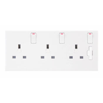1 or 2 Gang to 3 Gang Switched Converter Socket - White