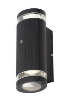 Black Ridged IP44 Up/Down GU10 LED Wall Light with Photocell Sensor  - Photocell 