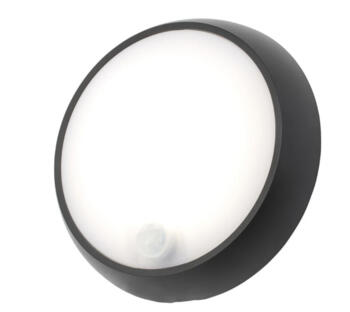 Black Coastal LED Round Bulkhead with PIR Sensor - Small