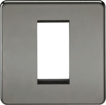 Screwless Black Nickel Euro Data Media Plate Socket - 1 Module Single Plate