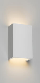 White Cuboid Up & Down Plaster Wall Light  - Curved