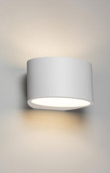 White Curved Up & Down Plaster Wall Light 