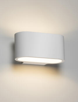 White Curved Up & Down Plaster Wall Light 