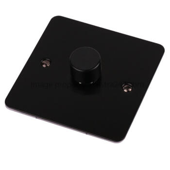 Flat Plate Matt Black LED Compatible Dimmer Switch - 1 Gang 2 Way Single