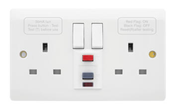Mode 13A RCD Double Switched Socket - 2 Gang 	 - White 