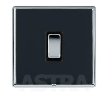 Piano Black Light Switch -Single 1 Gang 2 Way 10AX - With Chrome Frame
