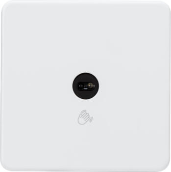 Screwless Matt White 1 Gang 1-Way Touchless PIR Sensor Light Switch - Single