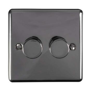 Black Nickel Dimmer Switch Led Compatible - 2 Gang 2 Way Double