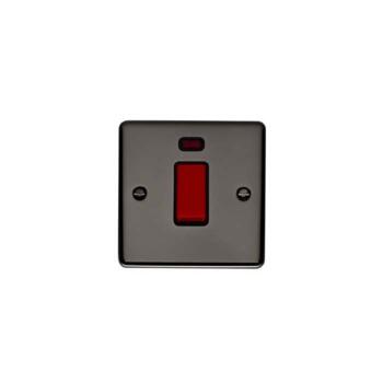 Black Nickel 45A DP Cooker / Shower Isolator Switch - 1 Gang With Neon (Square)