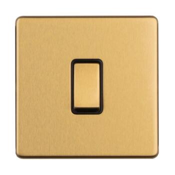 Screwless Satin Brass 20A DP Isolator Switch - Without Neon