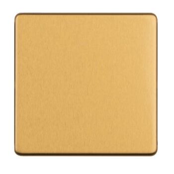 Screwless Satin Brass Blanking Plate - Single 1 Gang