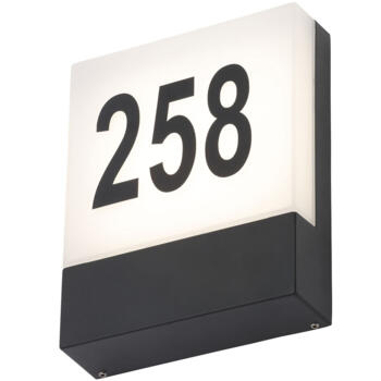 Black IP54 Illuminated Door Number LED Wall Light - With Photocell 