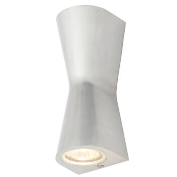 Polished Aluminium IP44 GU10 LED Outside Up/Down Concave Wall Light - Fitting
