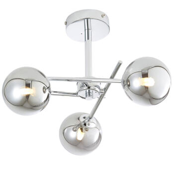 Polished Chrome 3 Light G9 Ceiling Light With Round Smoked Glass Shades - 3 Light