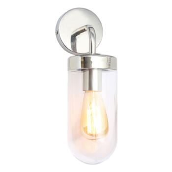 Contemporary Outside Wall Light Lantern Polished Steel - Fitting