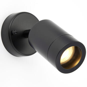 Matt Black 1 Light Adjustable Outdoor Wall Light - IP44 - Fitting