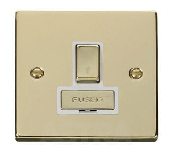 Polished Brass Switched Fused Spur 13A Ingot - With White Interior