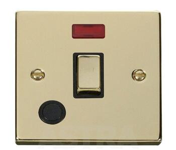 Polished Brass 20A DP Switch/Neon - Flex Out Ingot - With Black Interior