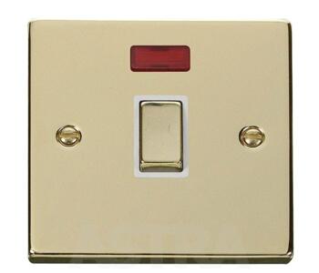Polished Brass 20A DP Switch/Neon -No Flex Ingot - With White Interior