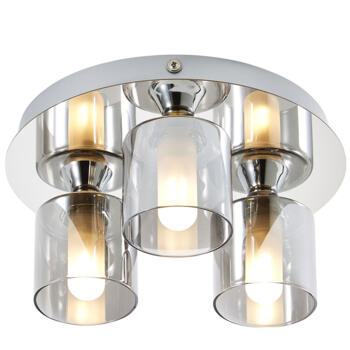 Polished Chrome 3 Light G9 Round Ceiling Fitting With Smoked Glass - 3 Light Fitting