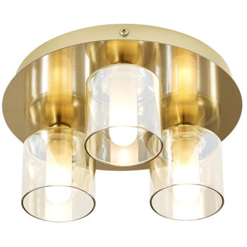 Satin Brass 3 Light G9 Round Ceiling Fitting With Champagne Glass Shades - 3 Light Fitting